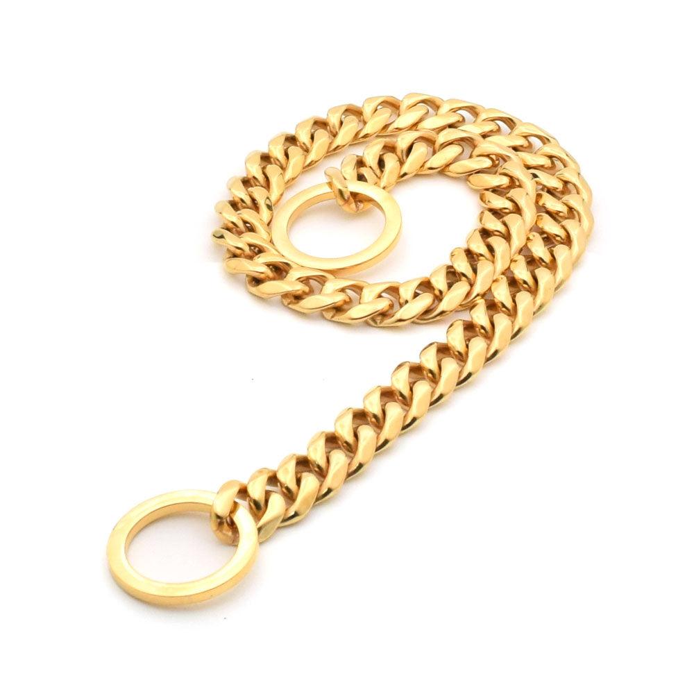 GOLD CUBAN LINK LUXURY DOG CHAIN COLLAR