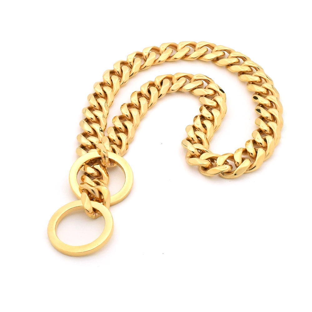GOLD CUBAN LINK LUXURY DOG CHAIN COLLAR