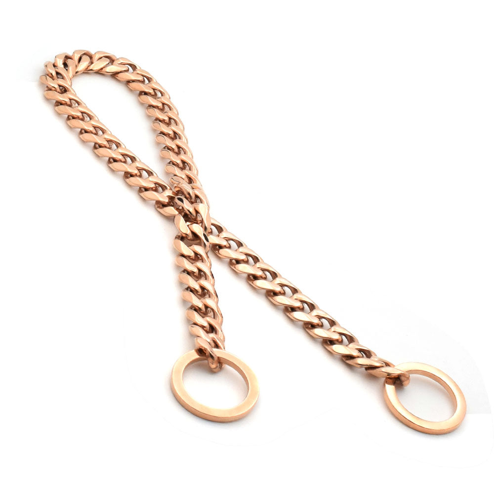 ROSE GOLD CUBAN LINK LUXURY DOG CHOKE CHAIN COLLAR