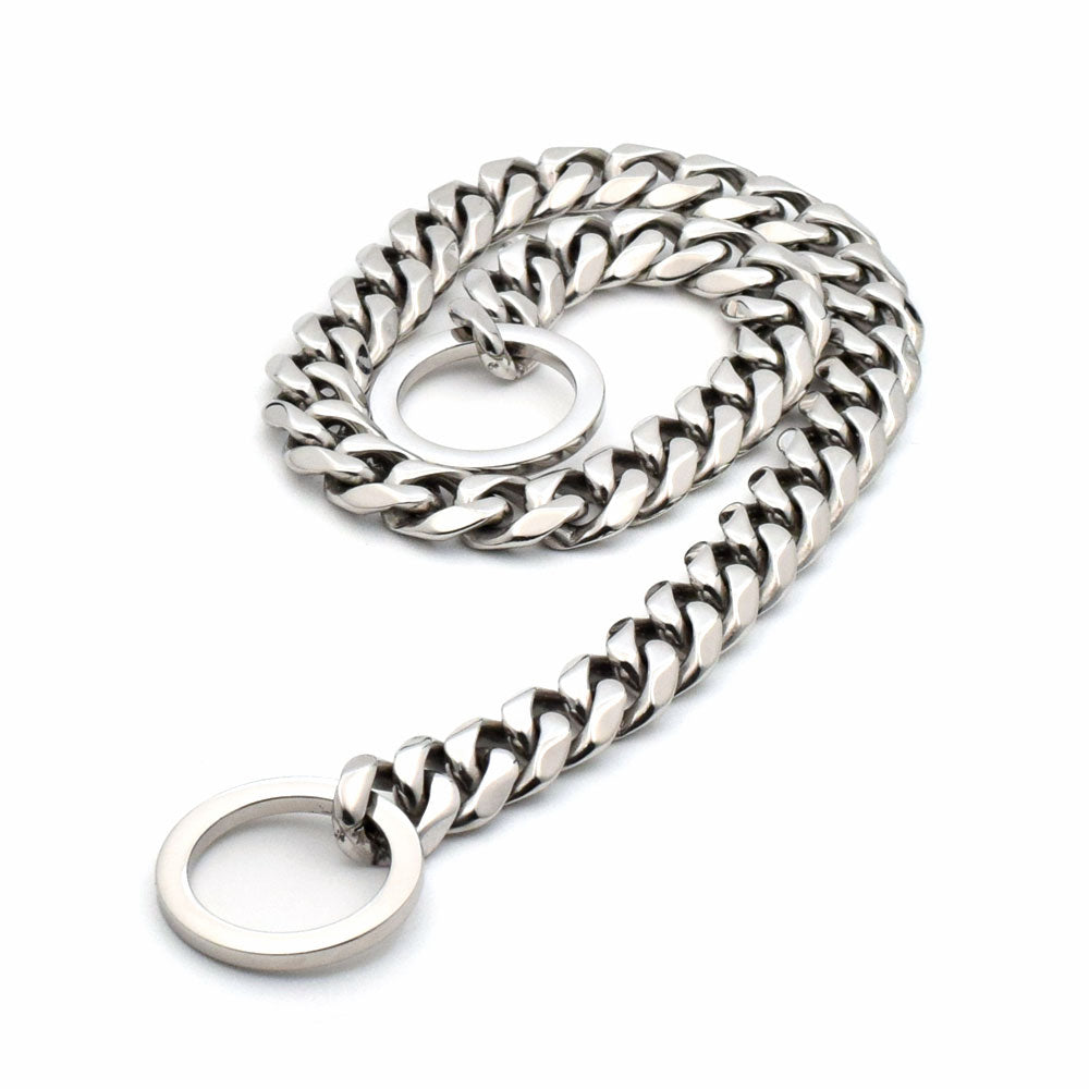 SILVER CUBAN LINK LUXURY DOG CHOKE CHAIN COLLAR