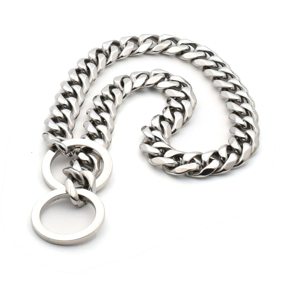 SILVER CUBAN LINK LUXURY DOG CHOKE CHAIN COLLAR