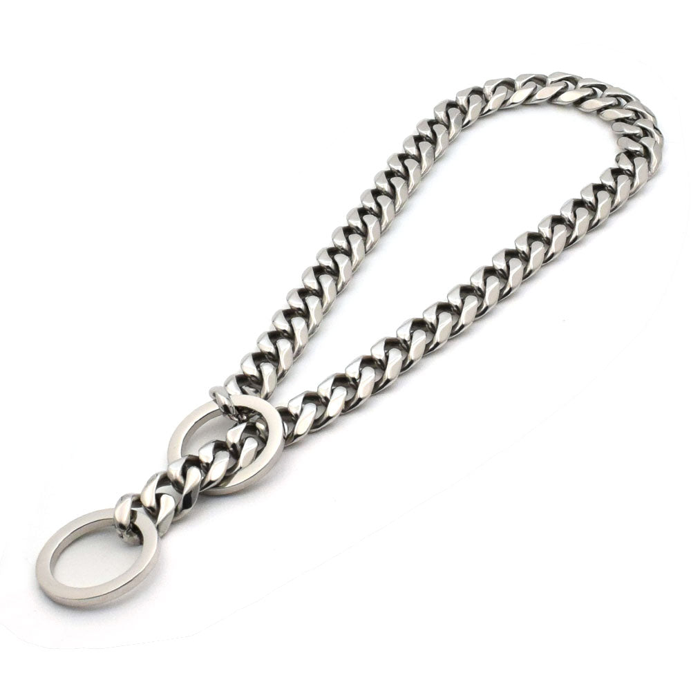 SILVER CUBAN LINK LUXURY DOG CHOKE CHAIN COLLAR