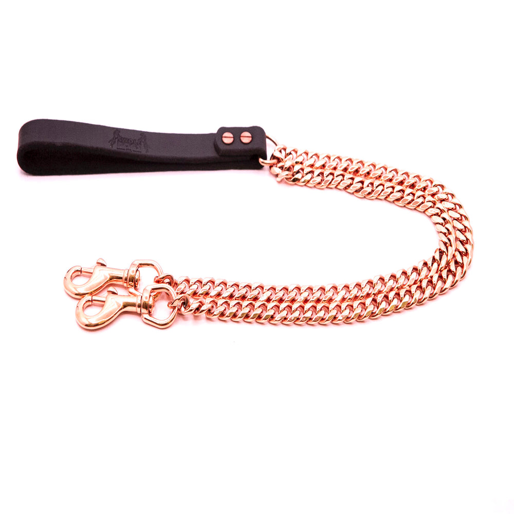 GOLD CUBAN LINK DOUBLE LEASH -  2 DOG WALKING SET