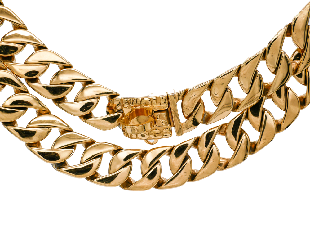 31 MM GOLD ROLLS ROYCE CUBAN DOG COLLAR THICKEST