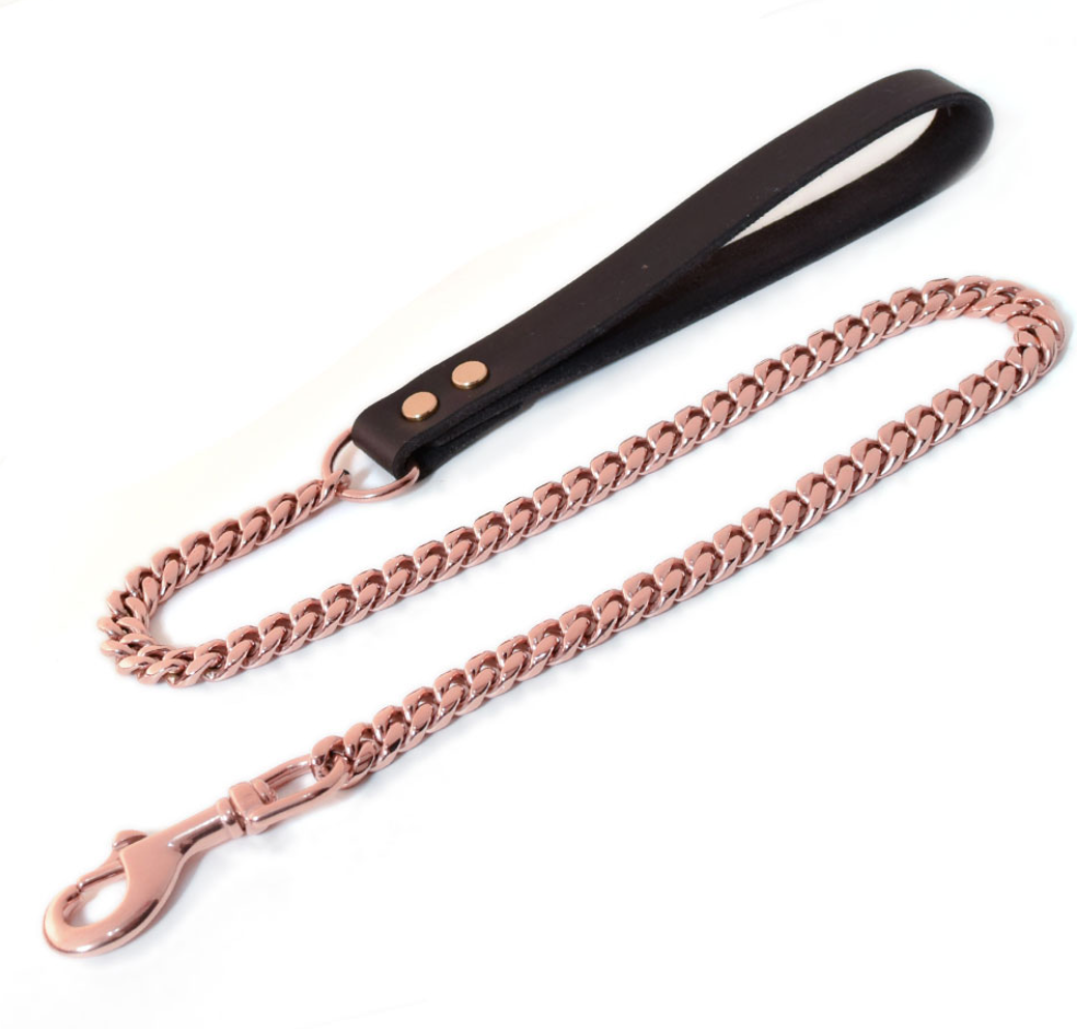 ROSE GOLD CUBAN LINK SINGLE DOG LEASH