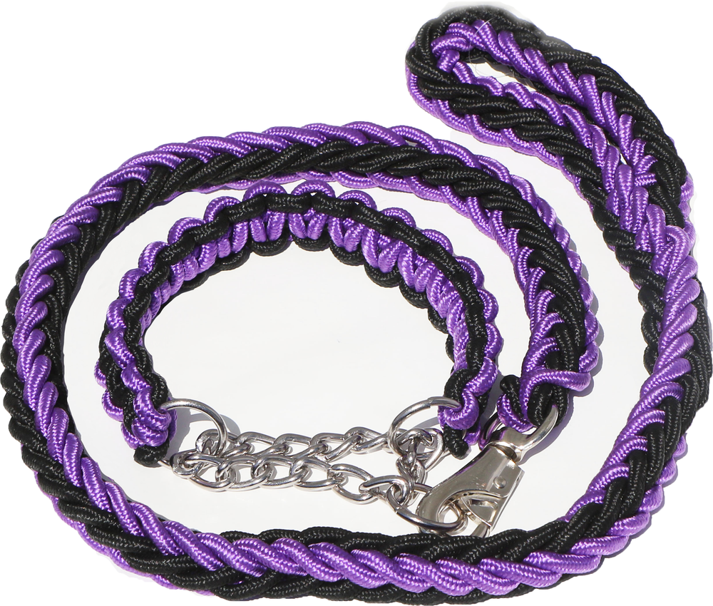 BLACK & PURPLE SHOWTIME LEASH AND COLLAR SET