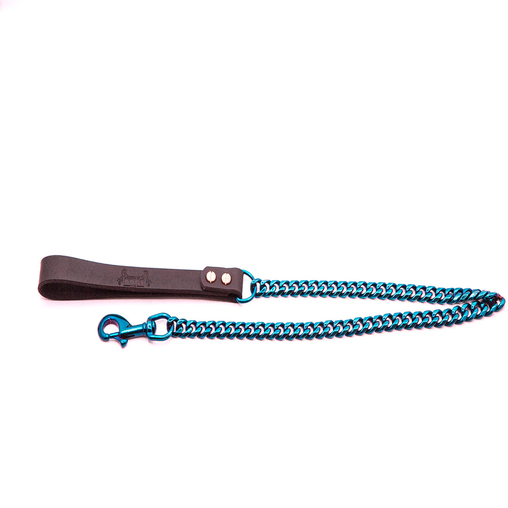 BLUE CUBAN LINK SINGLE DOG LEASH