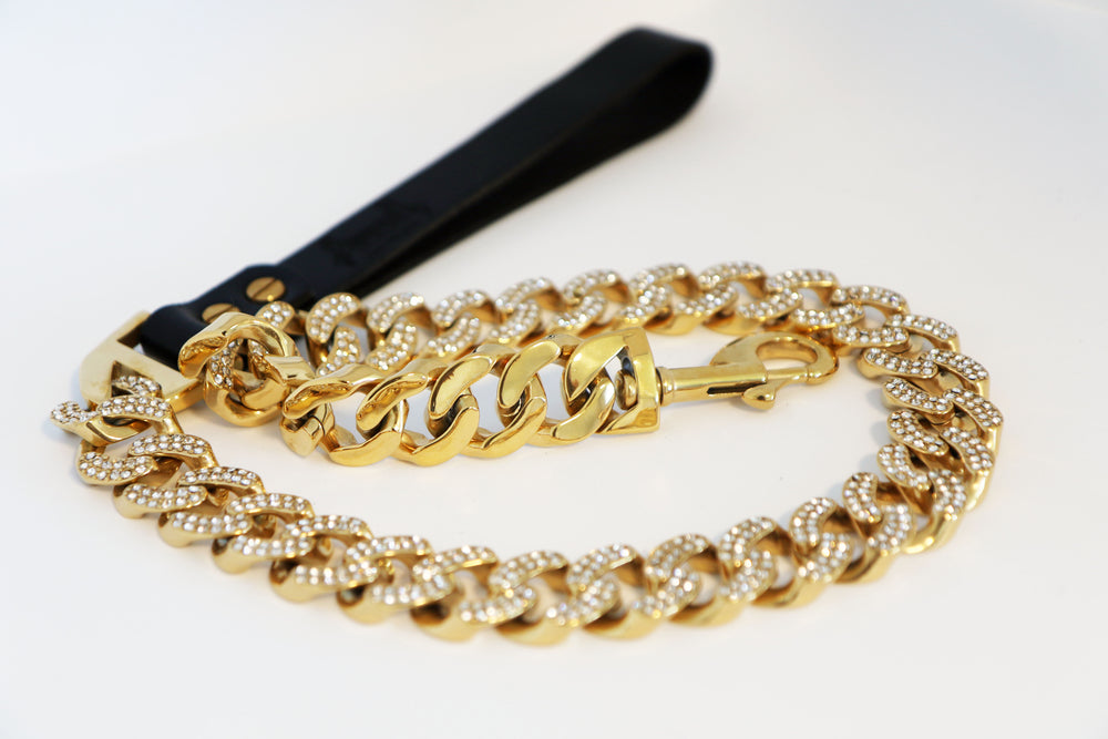GOLD 24MM DIAMOND ROLLS ROYCE LEASH