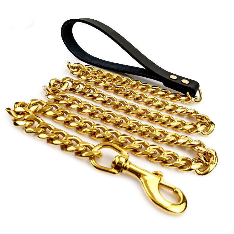 GOLD CUBAN LINK SINGLE DOG LEASH