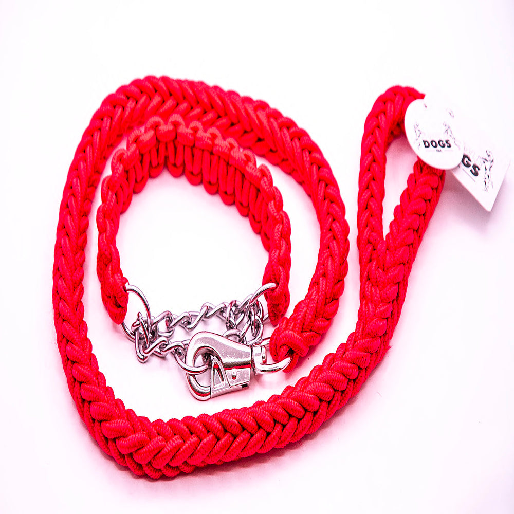 RED SHOWTIME COLLAR AND LEASH SET
