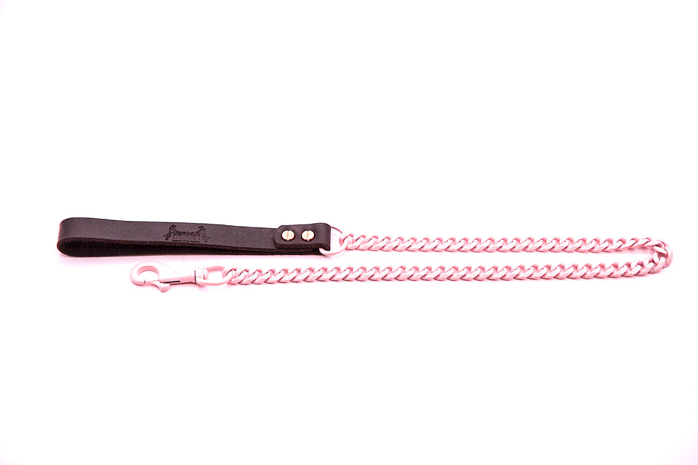 PINK CUBAN LINK SINGLE DOG LEASH