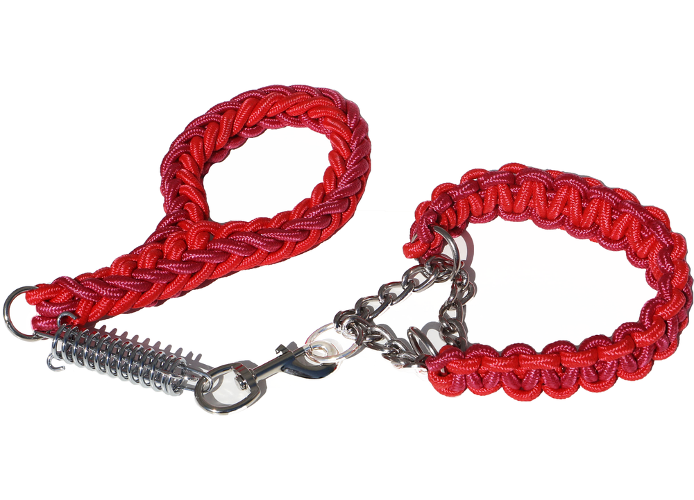 PINK & RED SHORT LEAD AND COLLAR COMBO