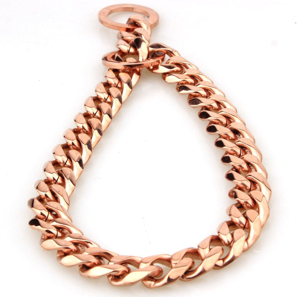 ROSE GOLD CUBAN LINK LUXURY DOG CHOKE CHAIN COLLAR