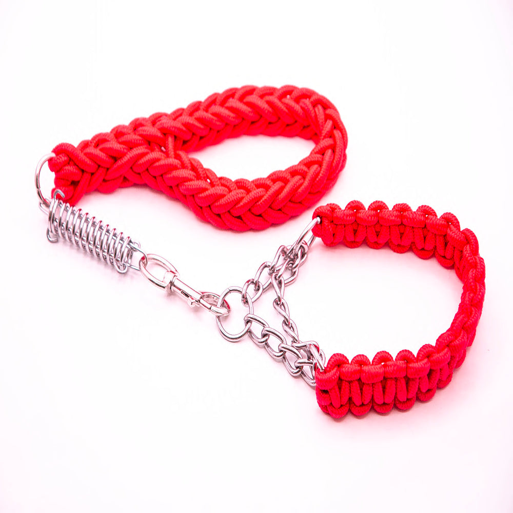 RED SHORT LEAD AND COLLAR COMBO