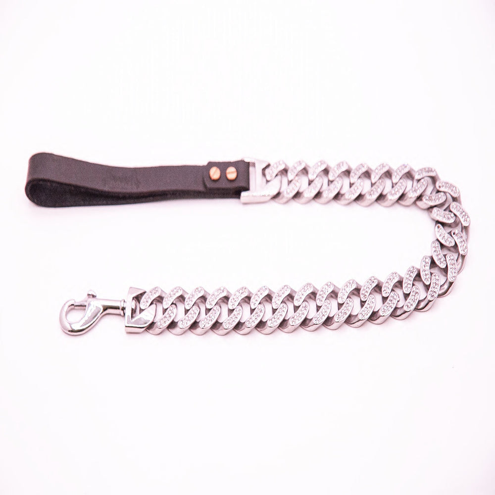 31 MM BIG BOY DIAMOND ROLLS ROYCE SILVER DOG LEASH
