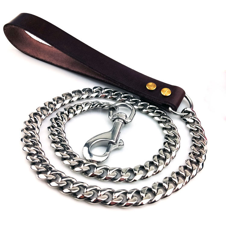 SILVER CUBAN LINK SINGLE DOG LEASH