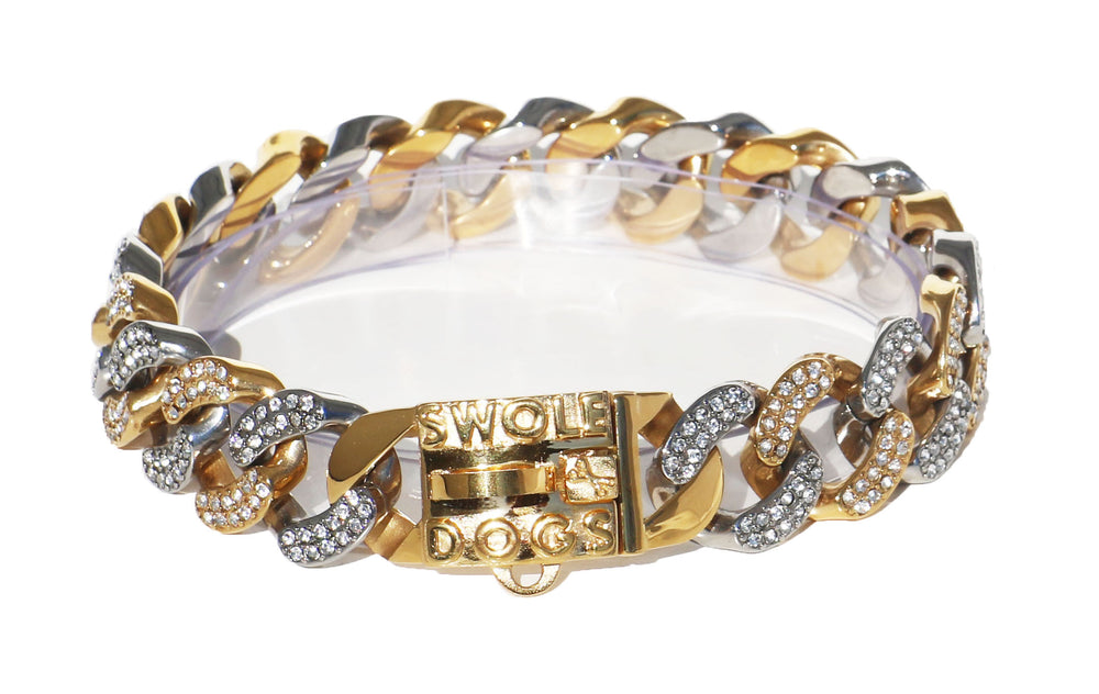 TWO TONE SILVER AND GOLD 24MM DIAMOND ROLLS ROYCE COLLAR